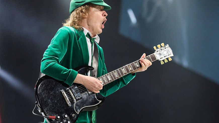 Angus Young de AC/DC pendant le Rock Or Bust Tour, Septembre 2016