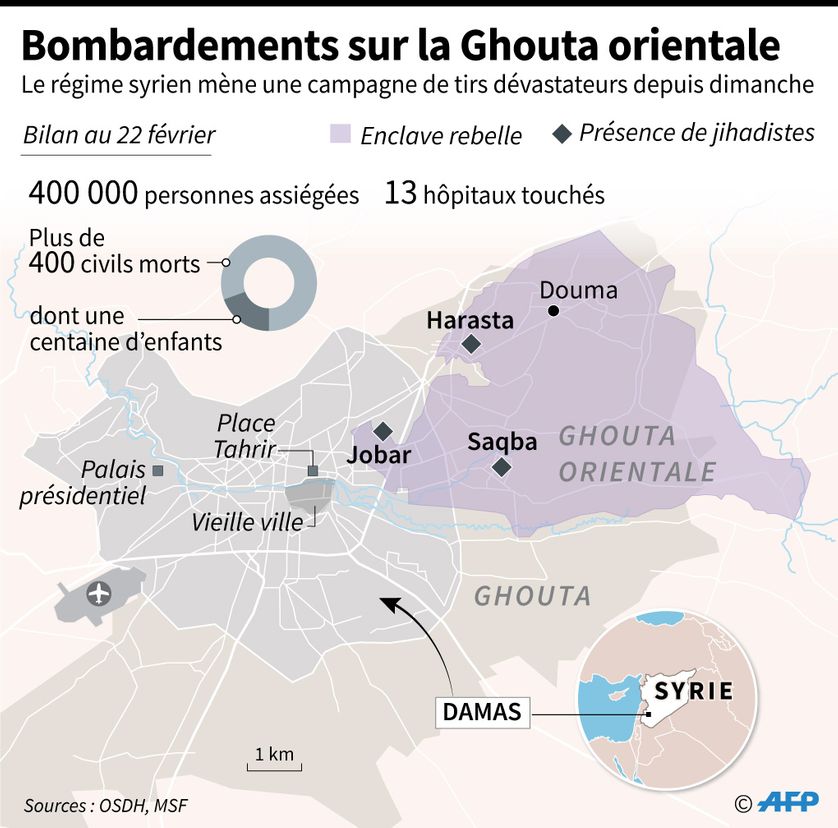 Bombardements du régime de Damas et de ses alliés sur la Ghouta orientale, enclave rebelle de Damas