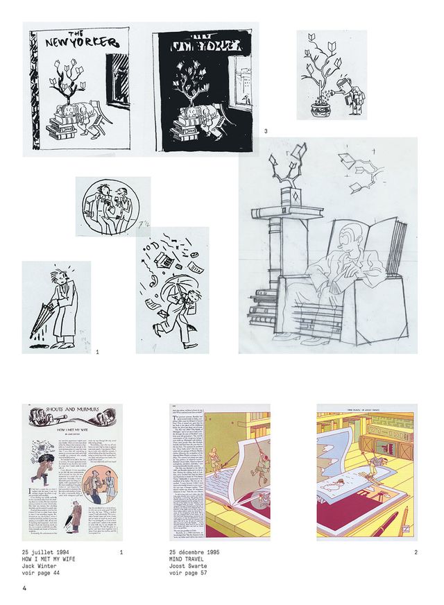 Exemple de croquis préparatoire avant de trouver l'image dans le "New York Book" de Joost Swarte