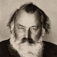 Johannes Brahms (1833-1897) compositeur allemand. D'après une photographie prise la dernière année de sa vie.