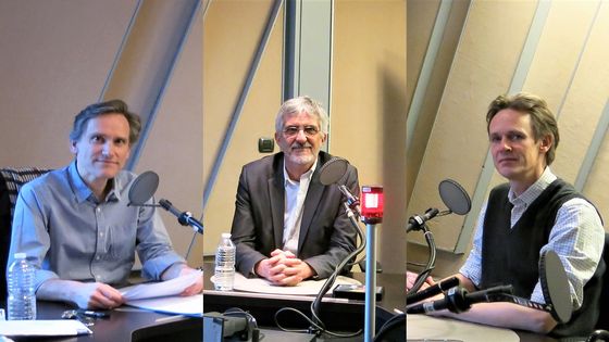 France Musique, Studio 152 (de g. à d.) : Philippe Venturini, le traducteur Xavier Combe, Ian Bostridge ©Radio France - Annick Haumier