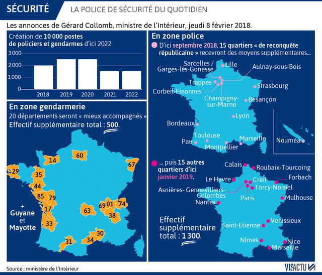Police de sécurité du quotidien : les quartiers et départements sélectionnés