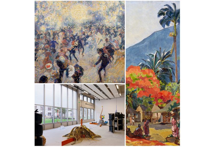 A droite : Le flamboyant - Martinique © musée du quai Branly - Jacques Chirac, photo Claude Germain / A gauche : Jan Sluijters, Bal Tabarin Collection Stedelijk Museum Amsterdam - Julien Creuzet, 2018