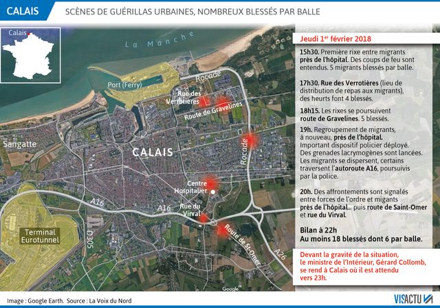 Scène de guérilla urbaine entre migrants à Calais