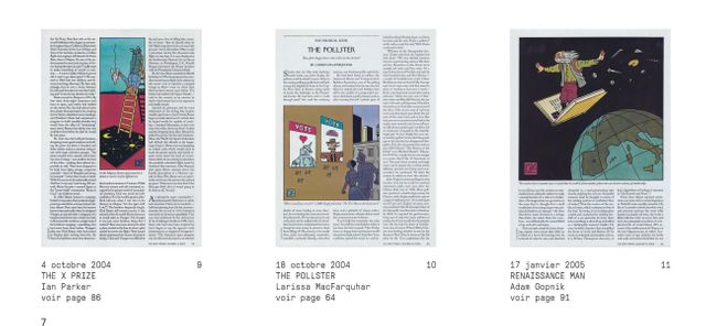 Détail d'une page du New York Book avec des exemples d'images de Joost Swarte dans Le New Yorker
