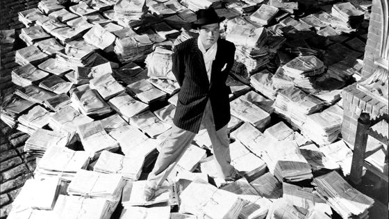 Un des plus célèbres exemples de "self-made man" au cinéma : le personnage de Charles Foster Kane (interprété par Orson Welles) dans le film "Citizen Kane" (1941) réalisé par Orson Welles. ©AFP - Collection Christophel © RKO Radio Pictures / Mercury Productions