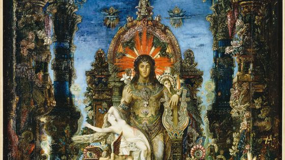 Jupiter et Sémélé (1894-1995) par Gustave Moreau, peintre symboliste, dont le personnage de Des Esseintes est grand amateur. - Gustave Moreau (Source : Wiki)