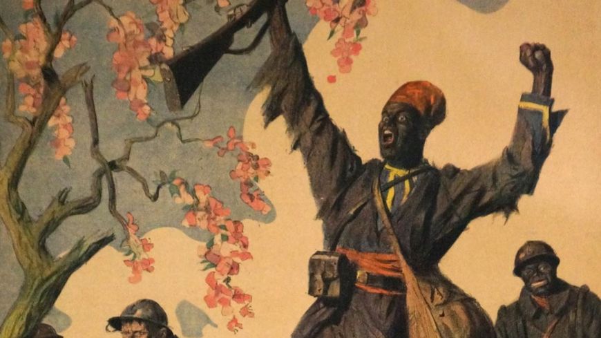 Affiche de la "Journée de l'Armée d'Afrique et des troupes coloniales" pendant la Première Guerre mondiale, à l'exposition "Vitry ville hôpital 1914-2014"