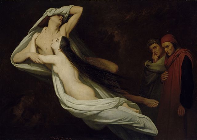Ary Scheffer, Les ombres de Francesca da Rimini et de Paolo Malatesta apparaissent à Dante et à Virgile