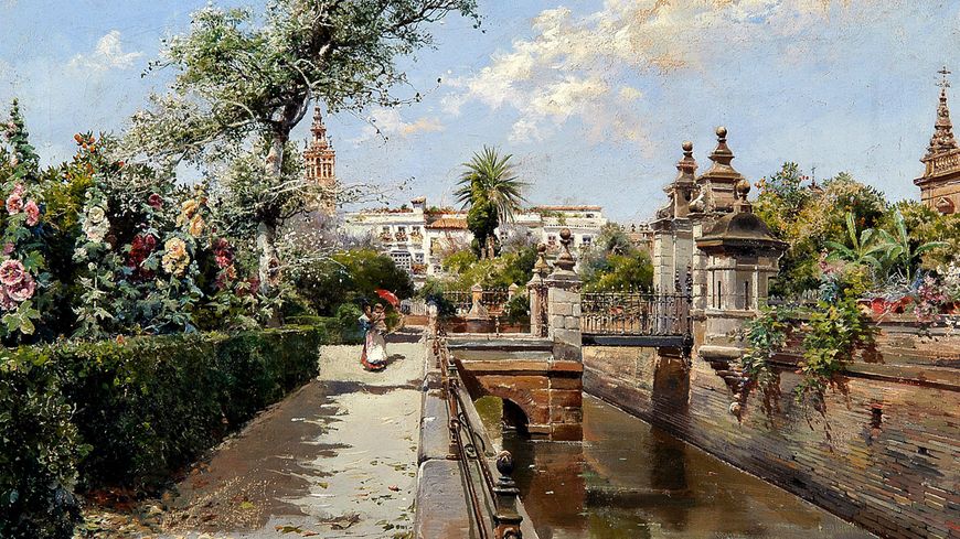 Un jardin à Séville. Peint par Manuel Garcia y Rodriguez vers 1892