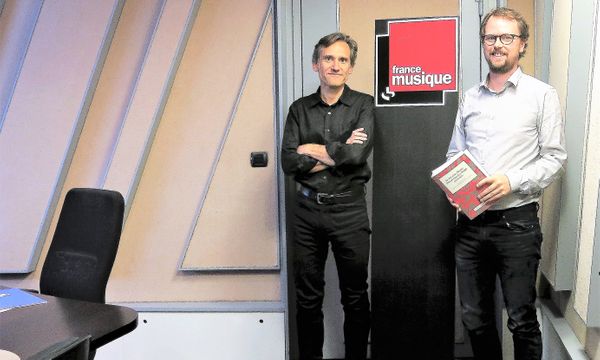 France Musique, studio 152... Philippe Venturini & Étienne Jardin - Éditions Actes Sud-Palazzetto Bru Zane (de g. à d.)