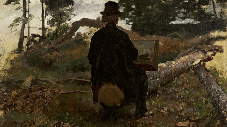 Jacob Maris, Le Peintre Frederik Kaemmerer au travail à Oosterbeek, 1861, huile sur papier marouflé sur bois, Dordrecht, Dordrechts Museum