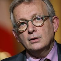 Pierre Laurent, secrétaire général du Parti communiste français (PCF), après une rencontre avec le président français à l'Elysée à Paris, le 21 novembre 2017.