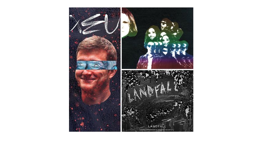 A gauche : Vald et son album "Xeu". A droite de haut en bas : "Freedom's Gobelin" de Ty Segall et "Landfall" de Laurie Anderson & Kronos Quartet