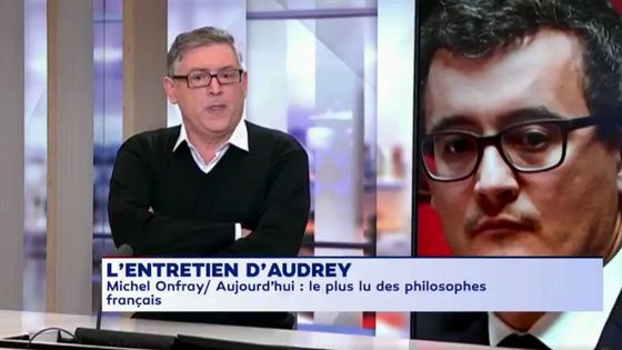 Capture d'écran de LCI ce 4 dimanche février avec Michel Onfray dans "L'entretien d'Audrey" - LCI