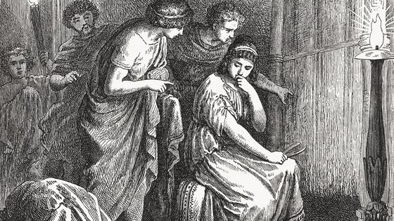 Pénélope au métier à tisser, gravure ancienne (détail) ©Getty - DigitalVision Vectors