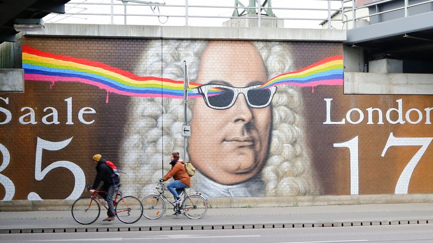 Fresque représentant Georg Friedrich Haendel à Halle (Allemagne), sa ville natale.