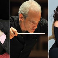 De gauche à droite : Santiago Ballerini, tenor - Paul Daniel, chef d'orchestre et Joyce El Khoury, soprano
