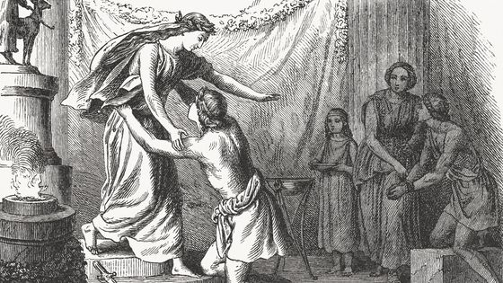 Iphigénie reconnaît son frêre Oreste, gravure ancienne (détail) ©Getty - DigitalVision Vector