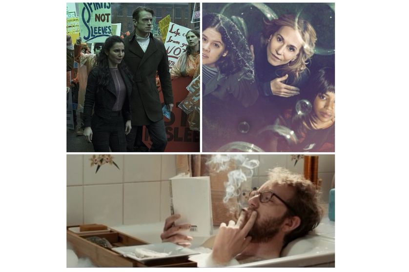 En haut de gauche à droite : "Altered Carbon" et "Here and Now". En bas : "Irresponsable"