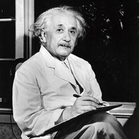 Portrait d'Albert Einstein, physicien, (1879-1955) dans les années 50 aux Etats-Unis