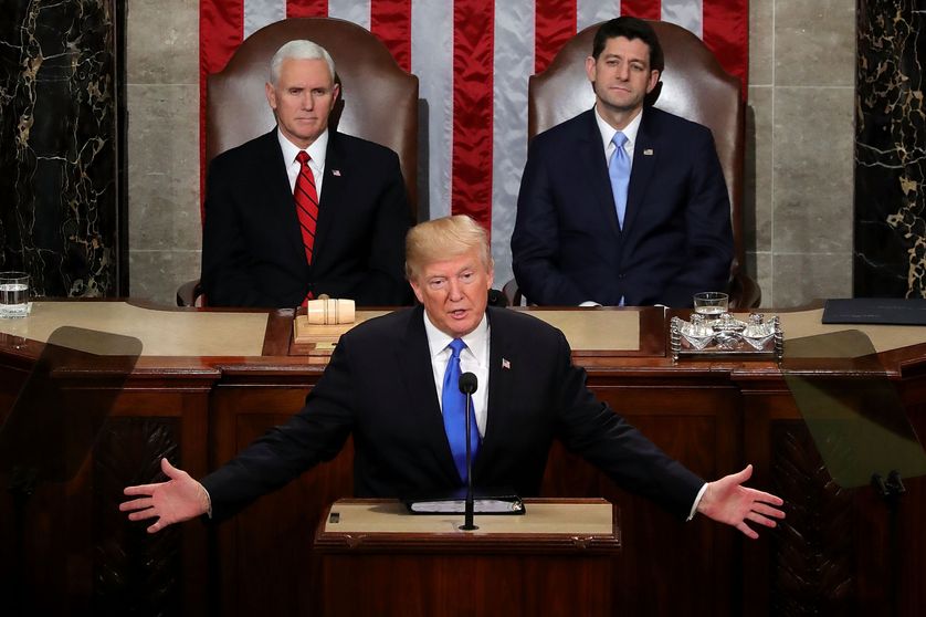Donal Trump pendant son discours sur l'état de l'Union. 30 janvier 2018