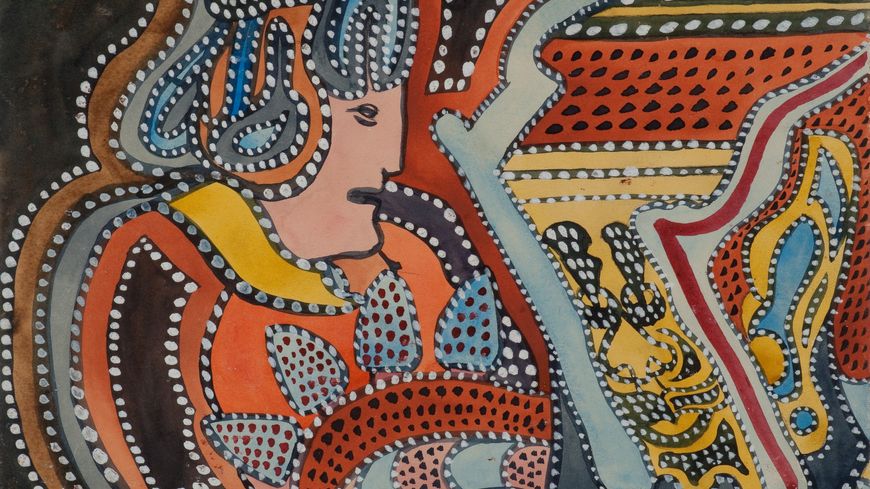 Détail d'une oeuvre d'August Klett, exposé à la Maison Victor Hugo, à Paris, avec 200 oeuvres d'art brut.