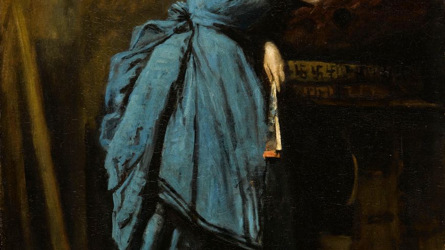 Jean-Baptiste Camille Corot, La Dame en bleu, 1874 – Huile sur toile, 80 x 50,5 cm – Acquis sur les arrérages du legs de Maurice Audéoud, avec la participation des enfants d’Henri Rouart, 1912 – Paris, musée du Louvre, département des Peintures