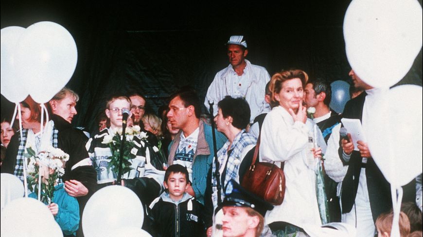 Scène de la marche blanche à Bruxelles le 20 octobre 1996 en protestation contre l'Affaire Dutroux.