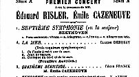 Affiche du 15 octobre1905 : Concert La Mer de Debussy par l'Orchestre Lamoureux