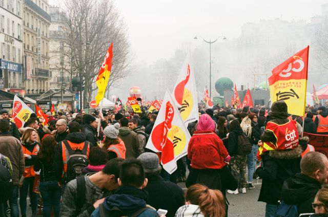 Départ du cortège des cheminots, gare de l'Est, Paris. 22 mars 2018