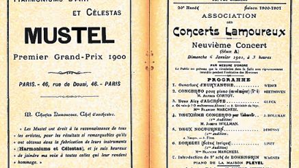Affiche saison 1900-1901 : Concert Les Nocturnes de Debussy par l'Orchestre Lamoureux
