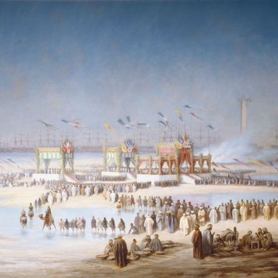 Edouard Riou (1833-1900) : Cérémonie d'inauguration du Canal de Suez à Port-Saïd, le 17 novembre 1869.
