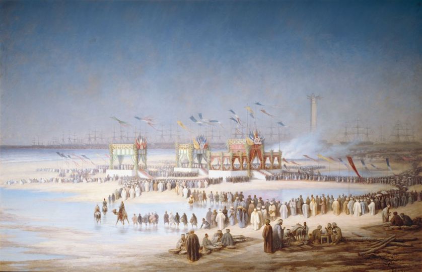 Edouard Riou (1833-1900) : Cérémonie d'inauguration du Canal de Suez à Port-Saïd, le 17 novembre 1869.