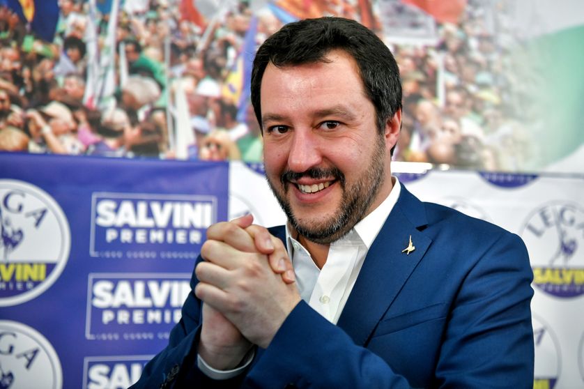 Matteo Salvini au quartier général de la Ligue, à Milan. Il estime avoir "le droit et le devoir de gouverner" (05/03/18)
