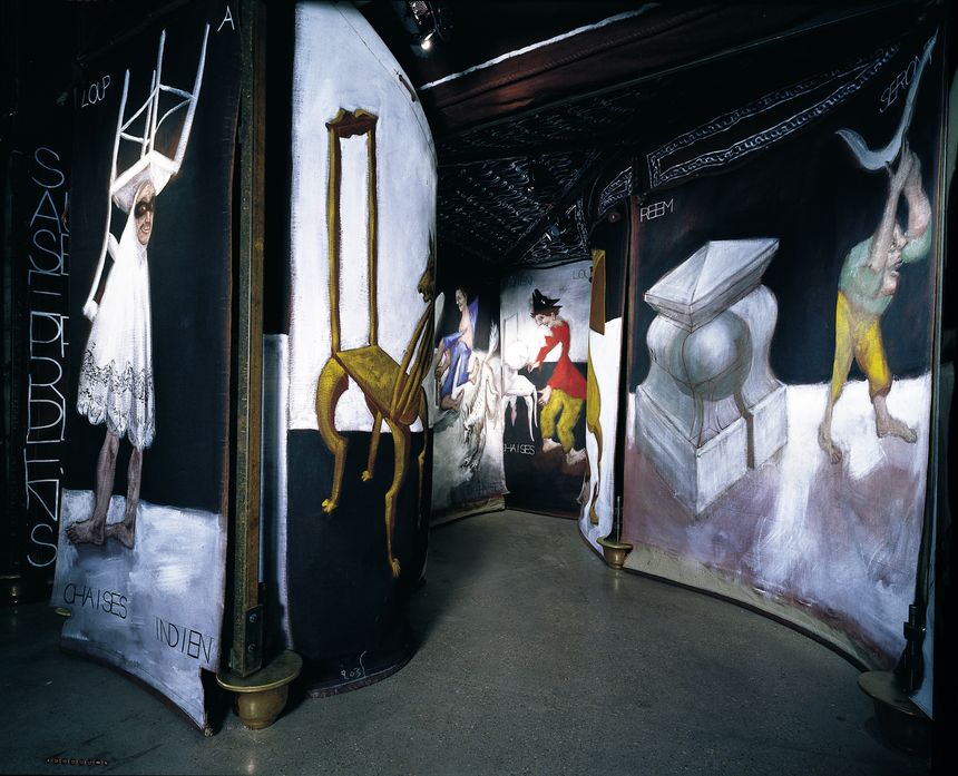 Gérard Garouste Ellipse (détail) , 2001 Acrylique sur toile et fer forgé 735 x 600 x 600 cm Collection Galerie Daniel Templon Paris/Bruxelles