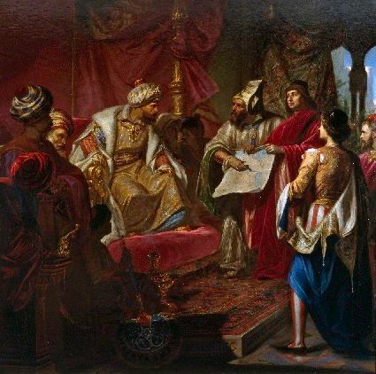 Giulio Carlini, Les Vénitiens présentent leur projet de Canal au sultan, 1869