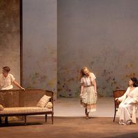 Micha Lescot, Thomas Albessard, India Hair, Anouk Grinberg, Laurence Côte dans "Un mois à la campagne" de Ivan Tourgueniev, mise en scène Alain Françon