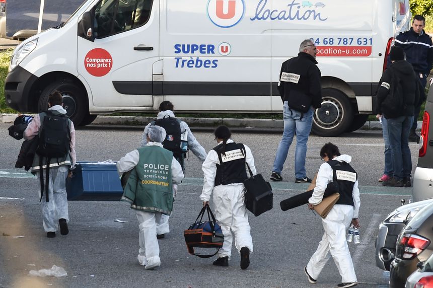 Après la prise d'otages meurtrièresurvenue dans un supermarché de Trèbes (Aude), le 23 mars 2018.