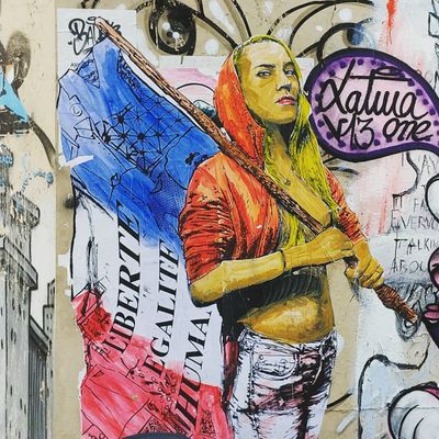 Street art/Butte aux cailles, dont "Indivisibles : liberté, égalité, humanité" / Paris 13e,