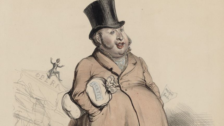 Caricature de Rossini par Benjamin, publiée dans le journal "Le Charivari" en 1839.