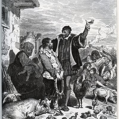 Don Quichotte convint son voisin Sancho Panza d'être son écuyer
