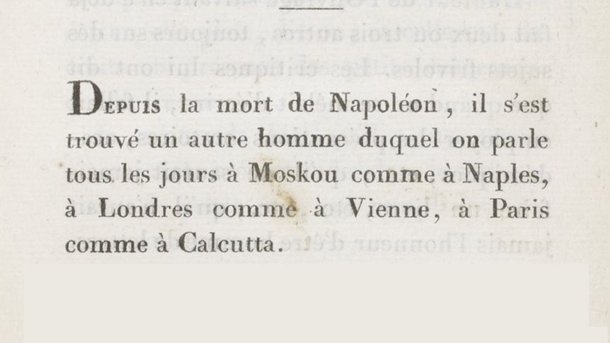 Premier paragraphe de la préface de "Vie de Rossini", écrite et publiée par Stendhal en 1824.