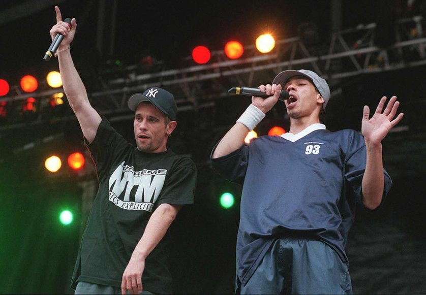 Concert de NTM, dans le cadre de la soirée de clôture du premier festival rock à Paris, le 15 juin 1997 au Parc des Princes