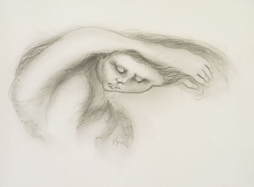 Gérard Garouste Sortie de bain (portrait), 2013-2018 Mine de plomb sur papier, 57 x 76 cm © Gérard Garouste, Photo : B.Huet/Tutti, Courtesy Galerie Templon