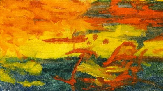 Couché de soleil sur l'Adriatique, par Joachim-Raphael Boronali (peintre fictif, 1910) - via Wikimedia Commons