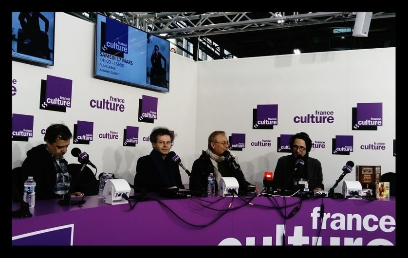 De gauche à droite Louis-Stéphane Ulysse, Pierre Berthomieu, N.T. Binh et Antoine Guillot au Salon Livre Paris