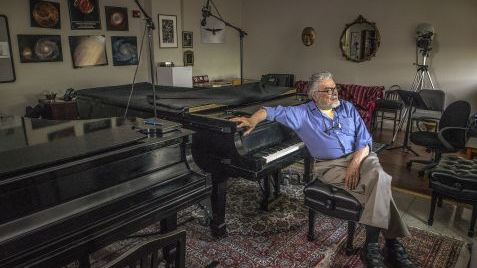 Composer Leon Fleischer in his studio at the Peabody Conservatory, in Baltimore, MD