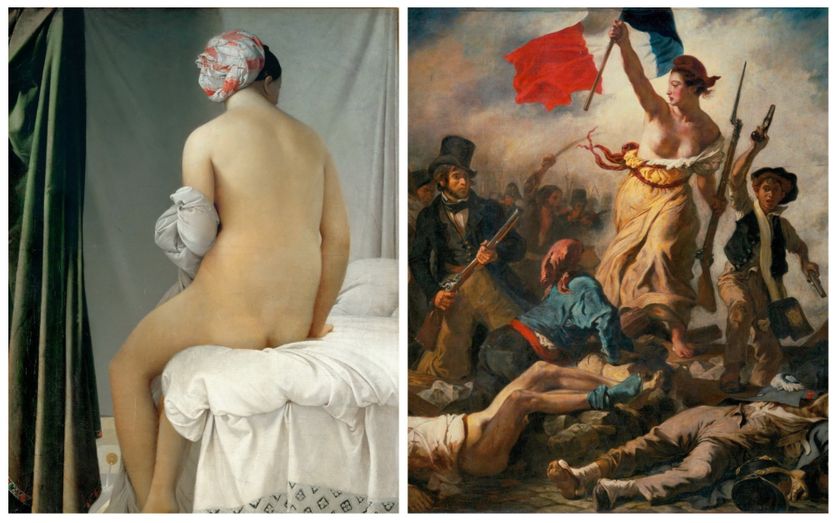 "La Baigneuse Valpinçon" de Jean-Auguste-Dominique Ingres · "La liberté guidant le peuple, d'Eugène Delacroix
