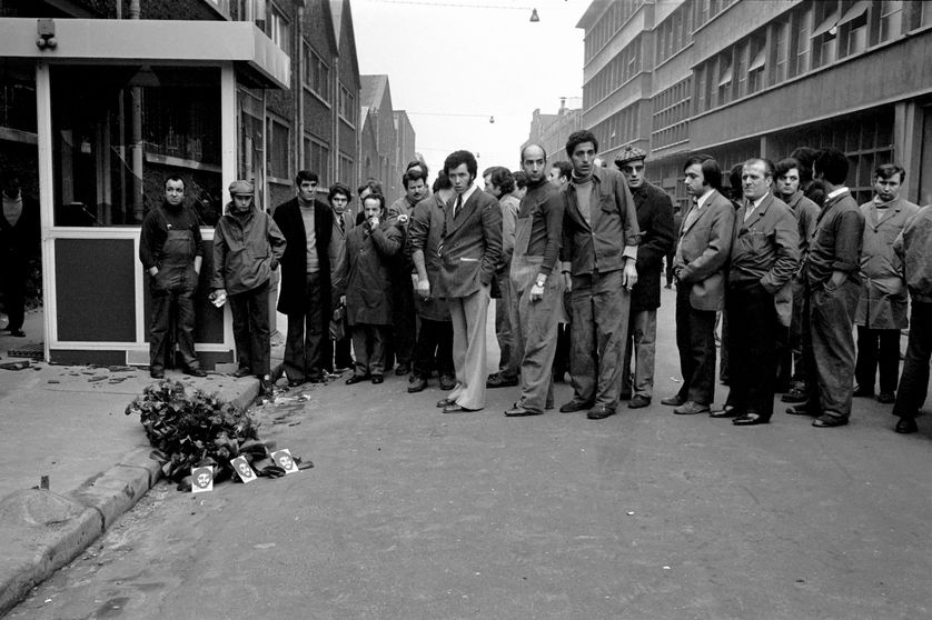 Hommage à Pierre Overney, ouvrier tué par un vigile à Boulogne Billancourt - 1972
